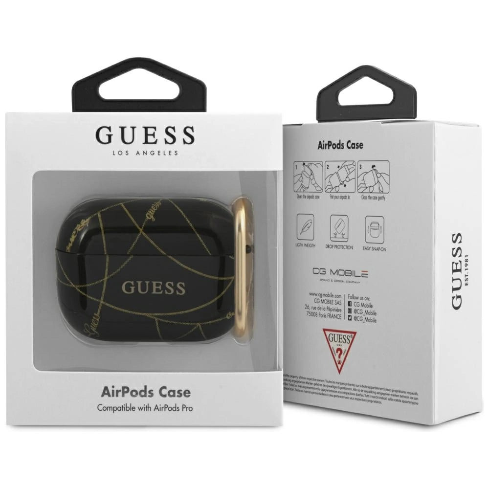 Guess GUACAPTPUCHBK AirPods Pro cover sort/sort Gold Chain Collection