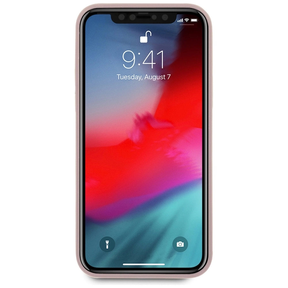 Guess GUHCP12SLSLMGLP iPhone 12 mini 5.4" lyserød/lyserød hardcase Silicone Script Gold Logo