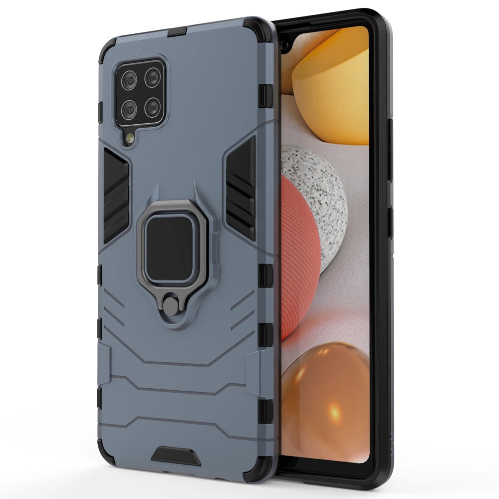 Ring Armor Case Kickstand Tough Rugged Cover til Samsung Galaxy A42 5G blå