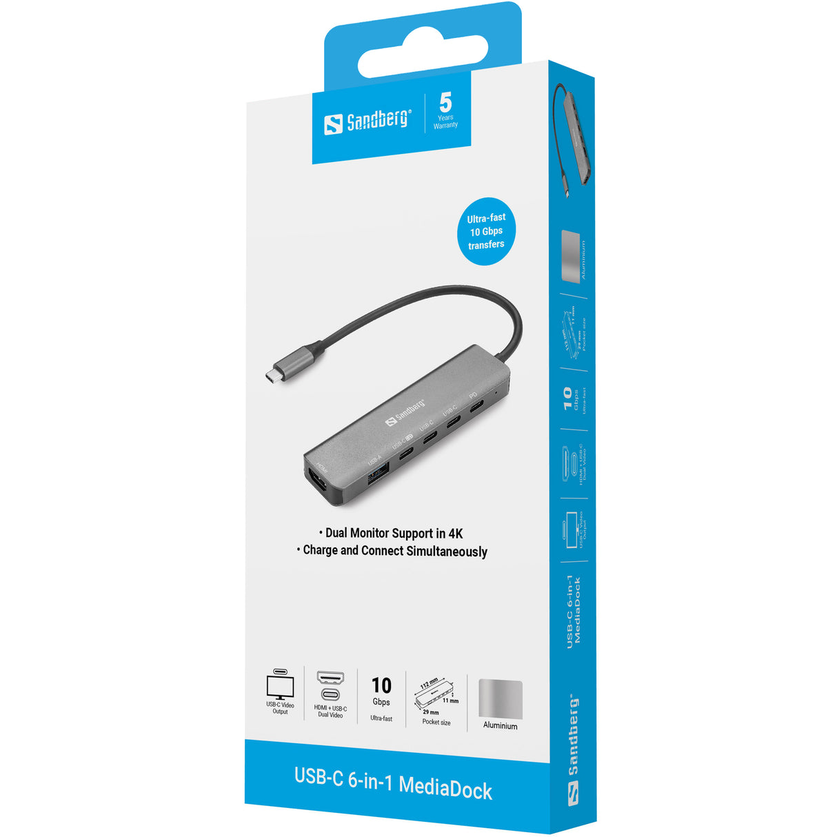 SANDBERG USB-C 6-in-1 MediaDock