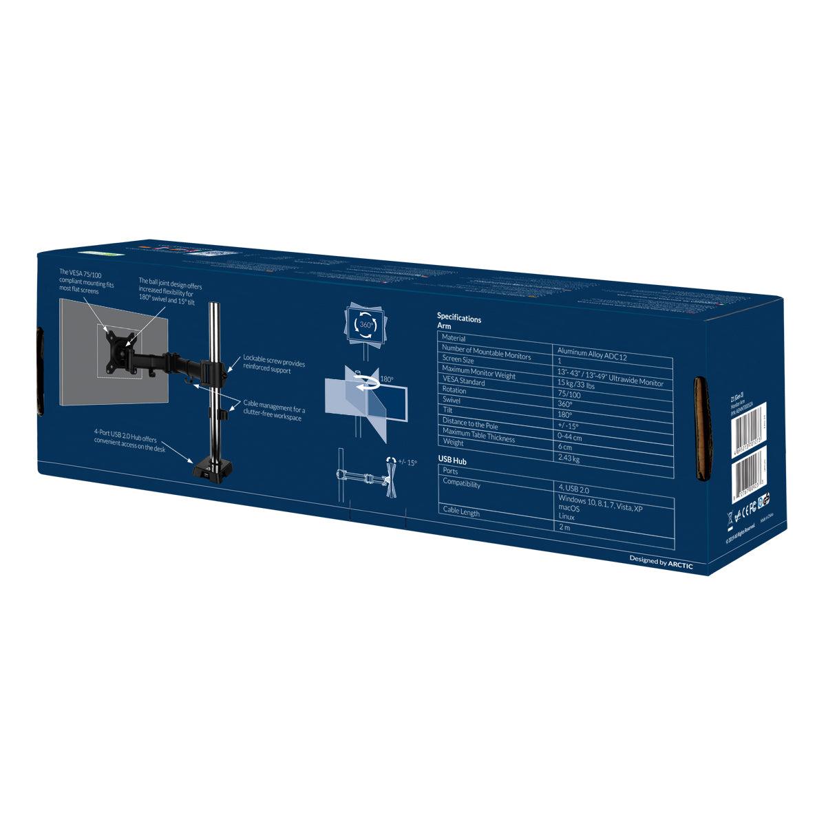 ARCTIC Z1 (Gen 3) 96,5 cm (38") Skrivebord Sort