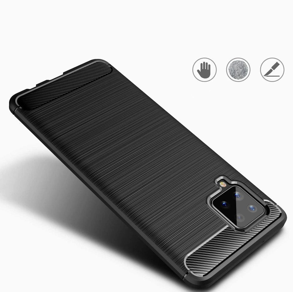 Carbon Case Flexible Cover TPU Case til Samsung Galaxy A42 5G sort