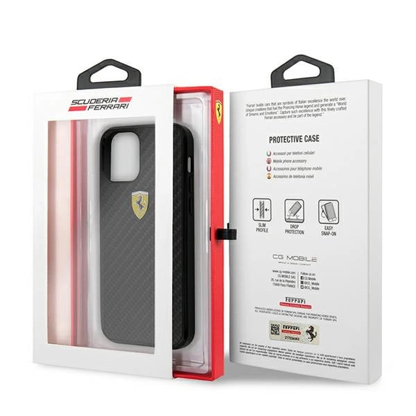 Ferrari FERCAHCP12SBK iPhone 12 mini 5.4" sort/sort hardcase On Track Real Carbon