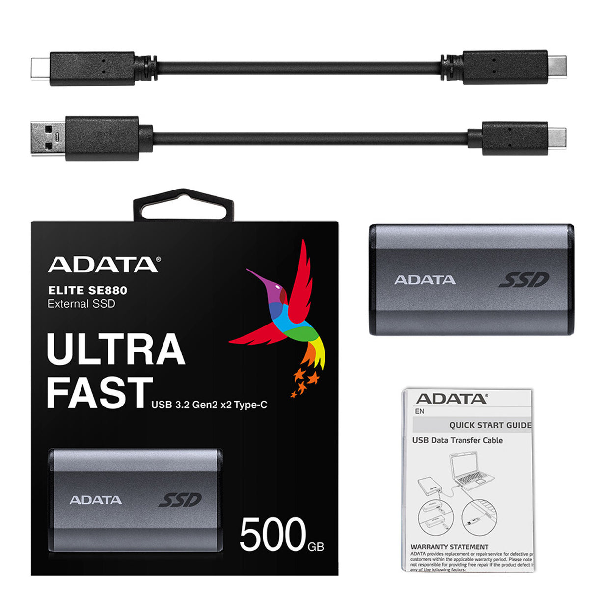 ADATA SE880 500 GB USB Type-C 3.2 Gen 2 (3.1 Gen 2) Wi-Fi Grå