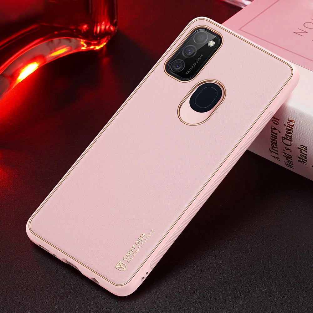 Dux Ducis Yolo elegant kuffert lavet af blødt TPU og PU læder til Samsung Galaxy M30s pink