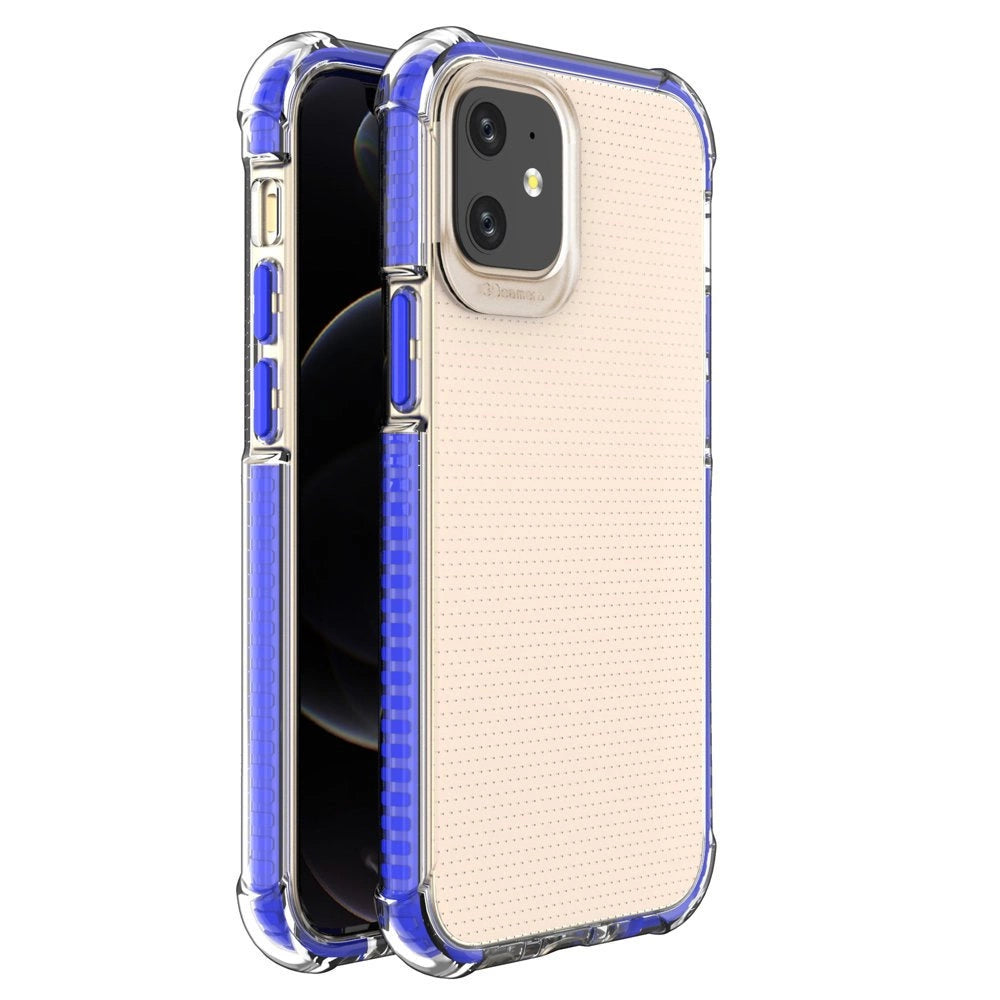 Spring Armor klar TPU gel robust beskyttende dække med farverige ramme til iPhone 12 mini blå