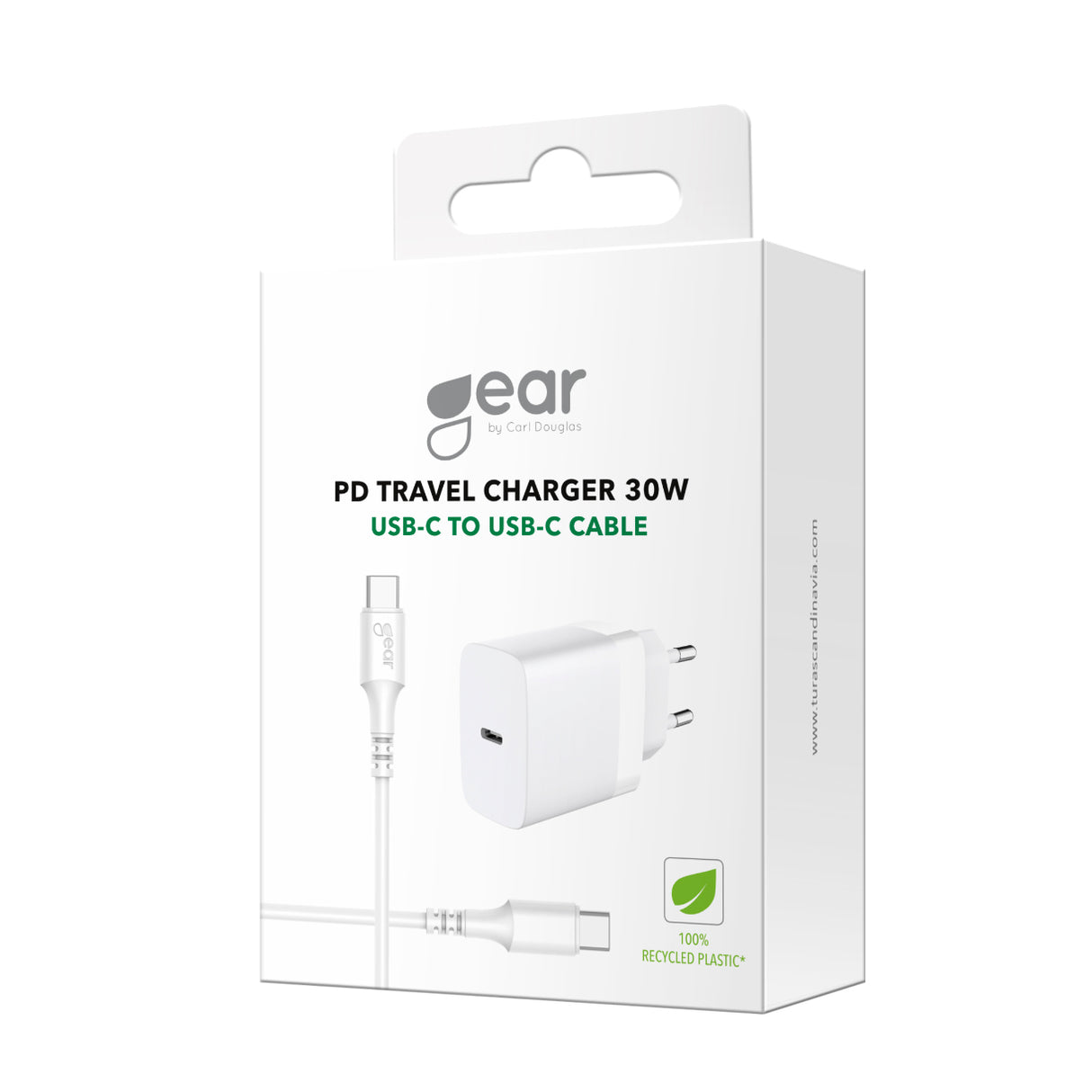Gear Charger 220 V 1x Usb C + 1x Usb A Pd/Pps 25 W + 18 W Qc White