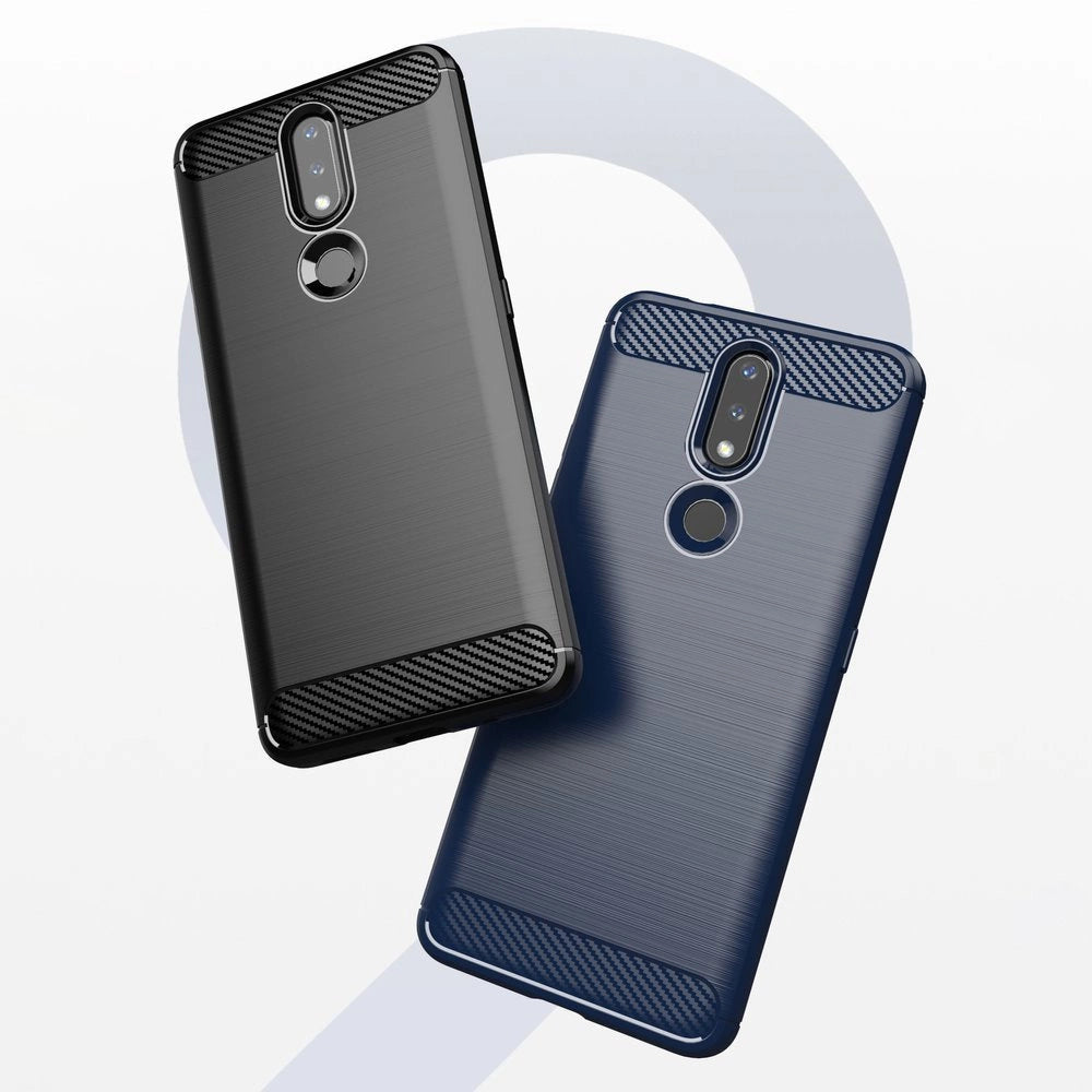 Carbon Case Flexible Cover TPU Case til Nokia 2.4 sort
