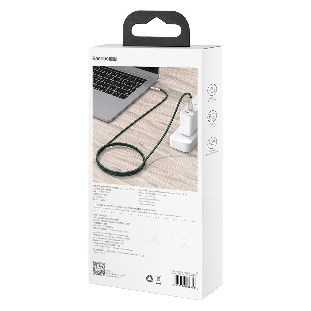 Baseus Cafule Series Metal Data USB-C / USB-C PD QC SCP 100W 5A 2 m kabel - grøn