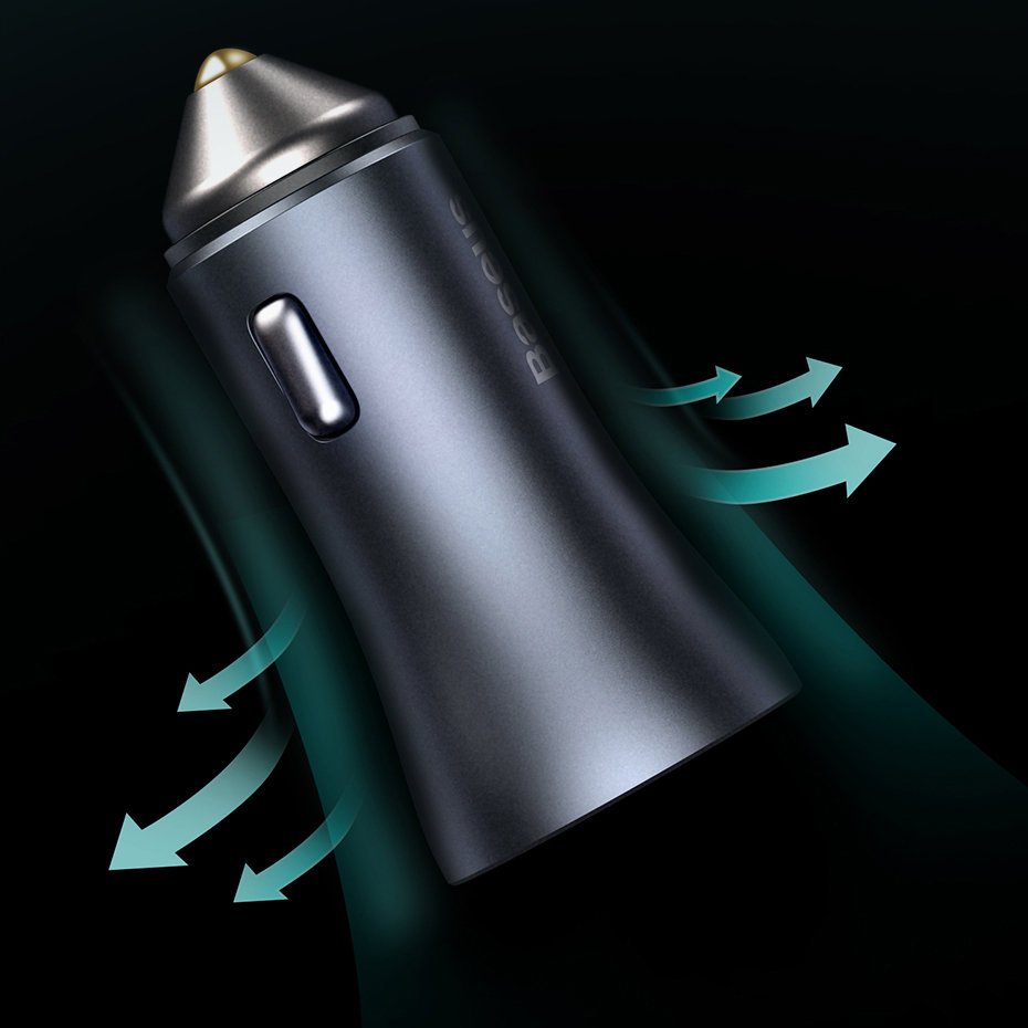 Baseus Golden Contactor Pro hurtigbiloplader USB Type C / USB 40 W Power Delivery 3.0 Hurtig opladning 4 + SCP FCP AFC grå (CCJD-0G)