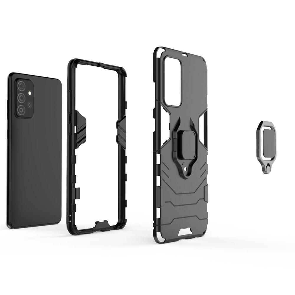 Ring Armor Case Kickstand Tough Rugged Cover til Samsung Galaxy A72 4G blå