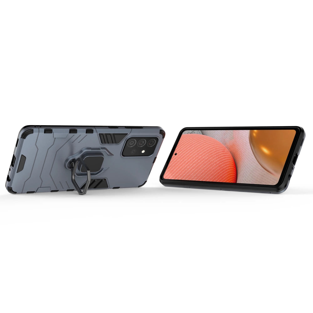 Ring Armor Case Kickstand Tough Rugged Cover til Samsung Galaxy A72 4G blå