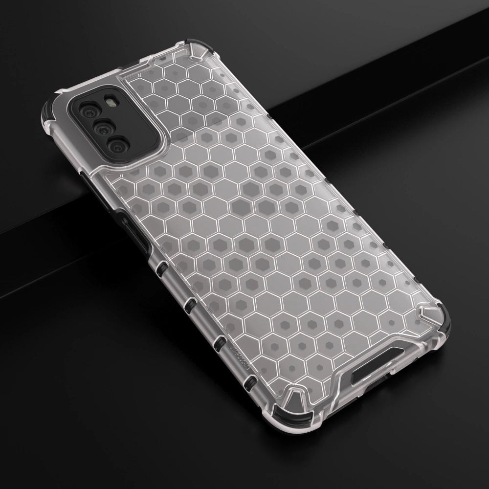 Honeycomb Case rustning med TPU Bumper til Xiaomi Poco M3 gennemsigtig