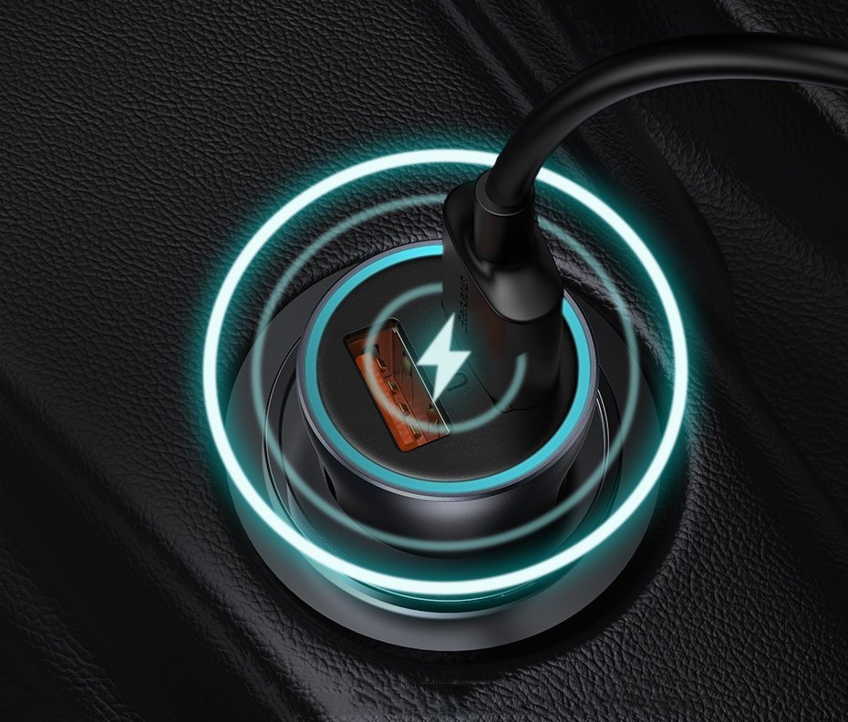 Baseus Golden Contactor Pro fast car charger USB Type C / USB 40 W Power Delivery 3.0 Quick Charge 4+ SCP FCP AFC + USB Type C cable - Lightning blue (TZCCJD-03)