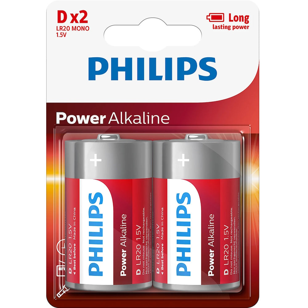 Philips Power Alkaline LR20P2B/10 D/LR20 - 2 stk