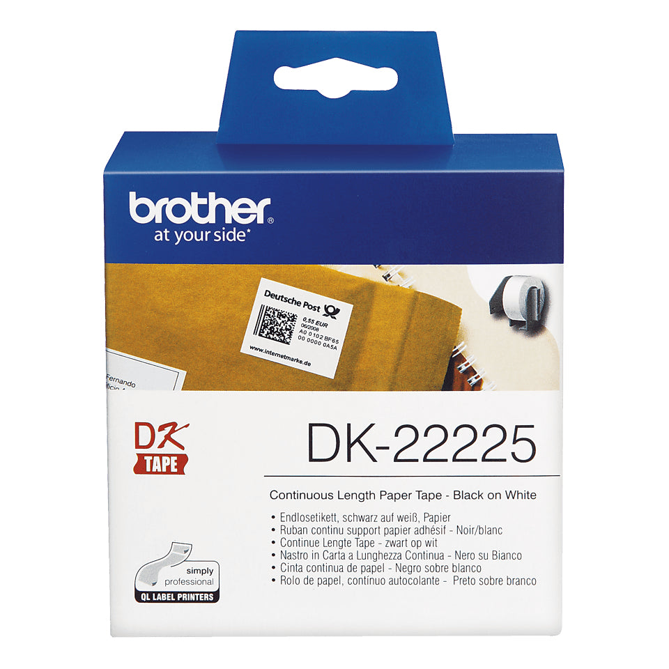 Brother DK-22225 etiketbånd Sort på hvid