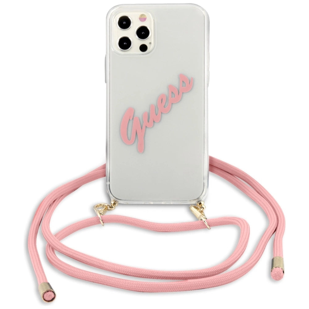 Guess Script Vintage iPhone 12 Pro Max 6.7" Case - Pink
