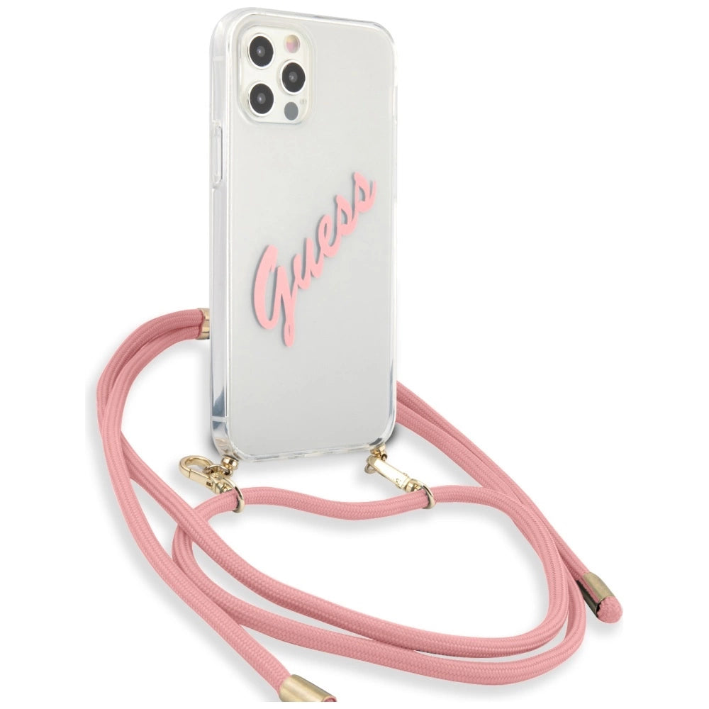 Guess Script Vintage iPhone 12 Pro Max 6.7" Case - Pink