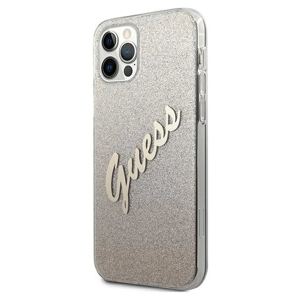 Guess GUHCP12MPCUGLSGO iPhone 12/12 Pro 6.1" guld/guld hardcase Glitter Gradient Script