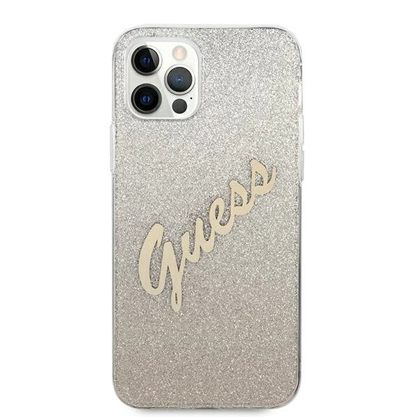 Guess GUHCP12MPCUGLSGO iPhone 12/12 Pro 6.1" guld/guld hardcase Glitter Gradient Script