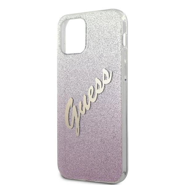 Guess GUHCP12MPCUGLSPI iPhone 12/12 Pro 6.1" pink/pink hardcase Glitter Gradient Script