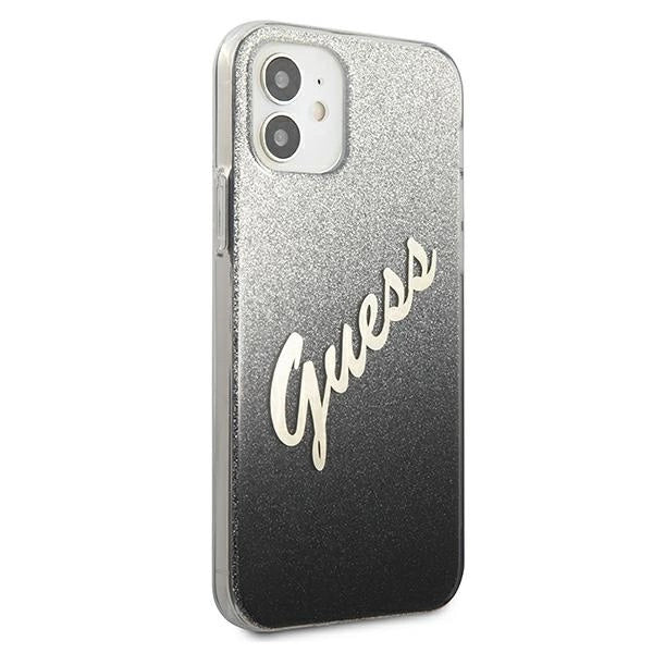 Guess GUHCP12SPCUGLSBK iPhone 12 mini 5.4" sort/sort hardcase Glitter Gradient Script