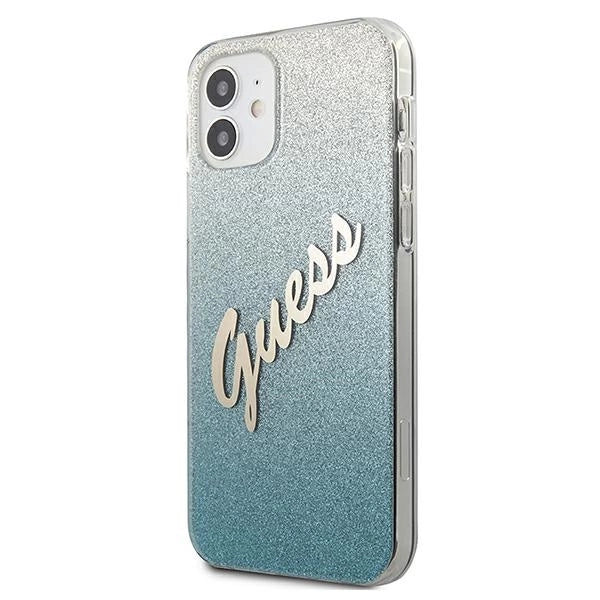Guess GUHCP12SPCUGLSBL iPhone 12 mini 5.4" blå/blå hardcase Glitter Gradient Script