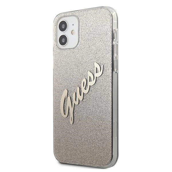 Guess GUHCP12SPCUGLSGO iPhone 12 mini 5.4" guld/guld hardcase Glitter Gradient Script