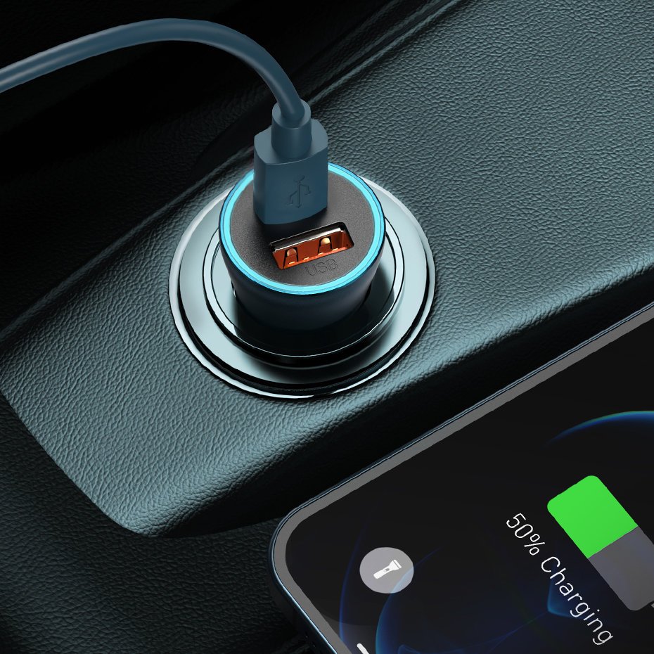 Baseus Golden Contactor Pro car charger USB-C / USB-A 40W PD QC 4+ SCP FCP AFC + cable - gray