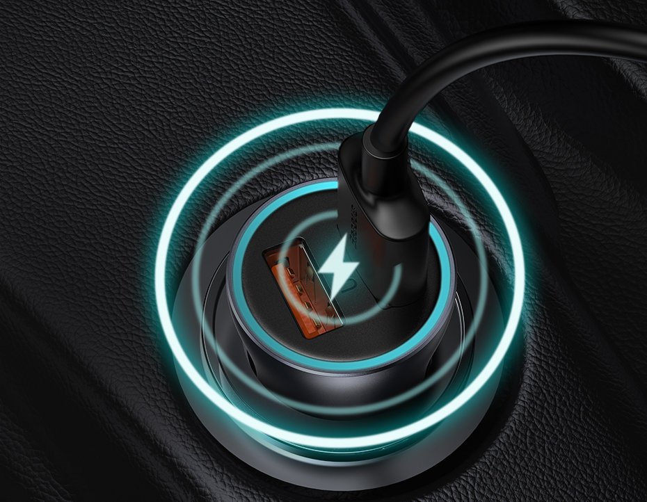 Baseus Golden Contactor Pro car charger USB-C / USB-A 40W PD QC 4+ SCP FCP AFC + cable - gray