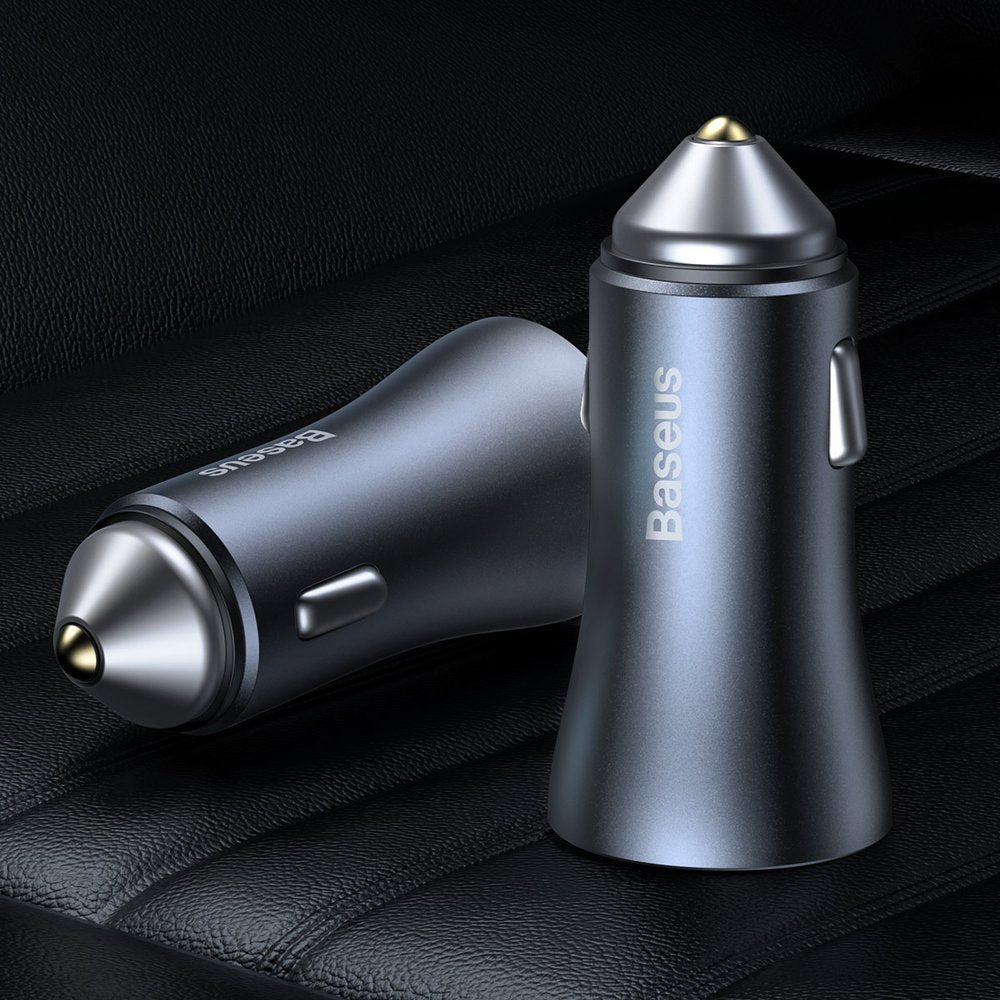 Baseus Golden Contactor Pro car charger USB-C / USB-A 40W PD QC 4+ SCP FCP AFC + cable - gray