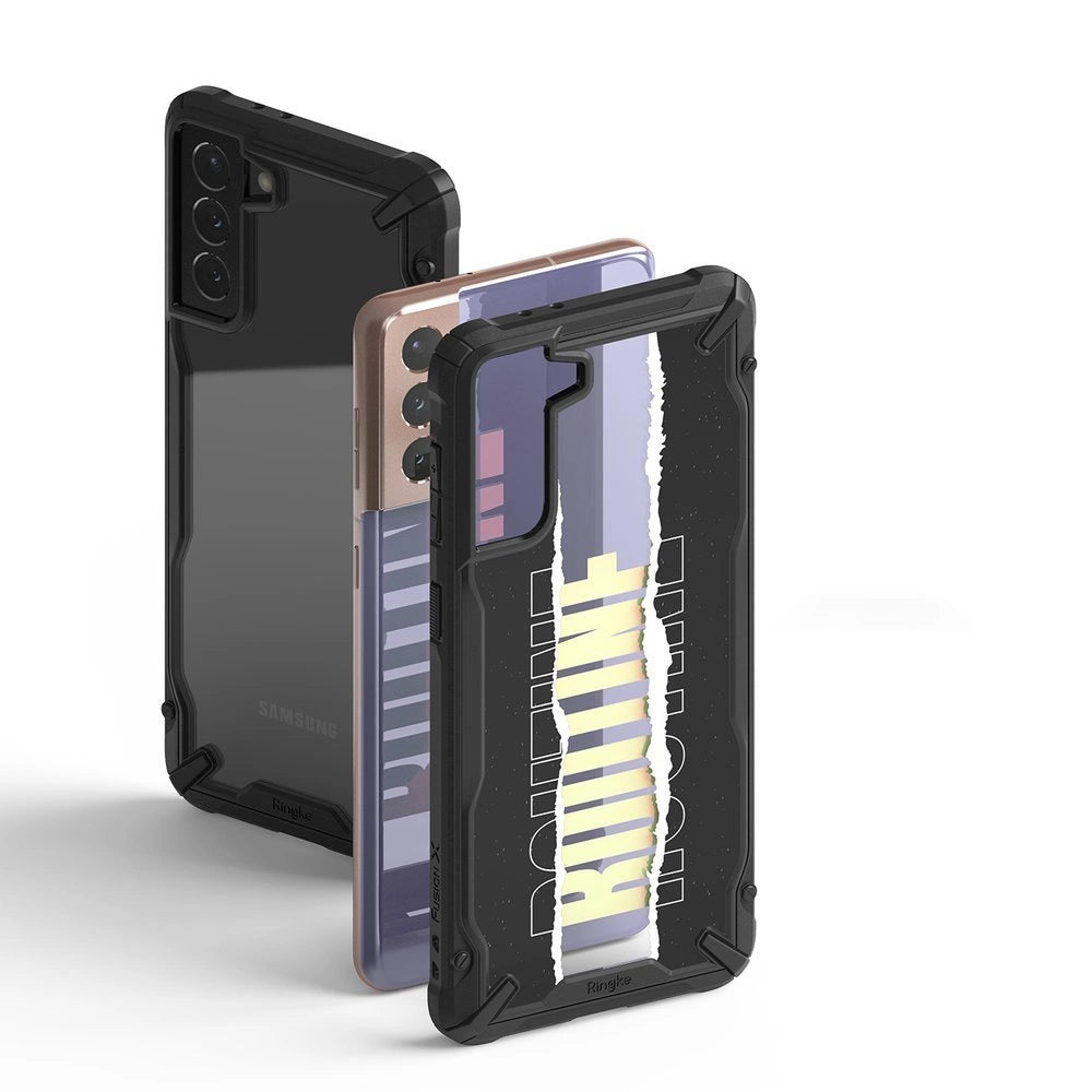 Ringke Fusion X Design holdbar PC-foder med TPU-støjfanger til Samsung Galaxy S21+ 5G (S21 Plus 5G) sort (Routine) (XDSG0054)