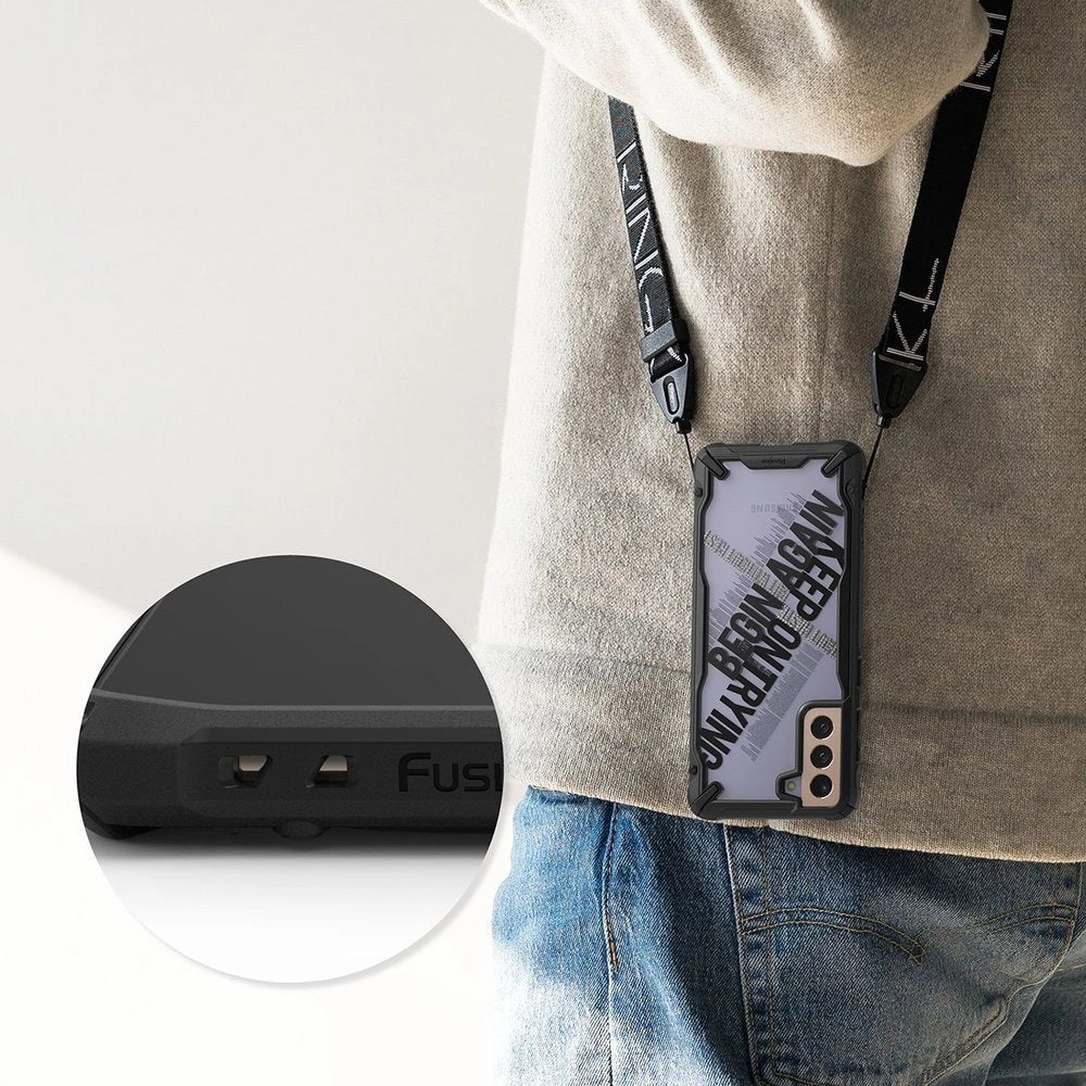 Ringke Fusion X Design holdbar PC-foder med TPU-støjfanger til Samsung Galaxy S21+ 5G (S21 Plus 5G) sort (Routine) (XDSG0054)