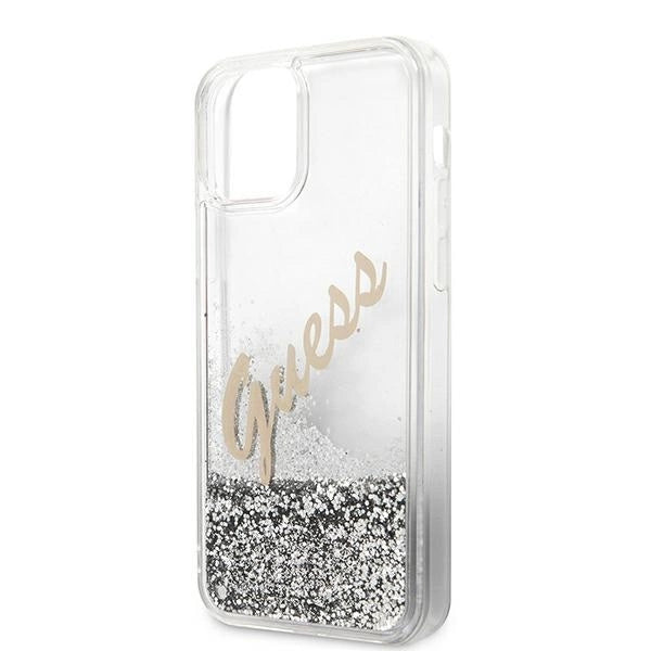 Guess GUHCP12LGLVSSI iPhone 12 Pro Max 6.7" sølv/sølv hardcase Glitter Vintage Script