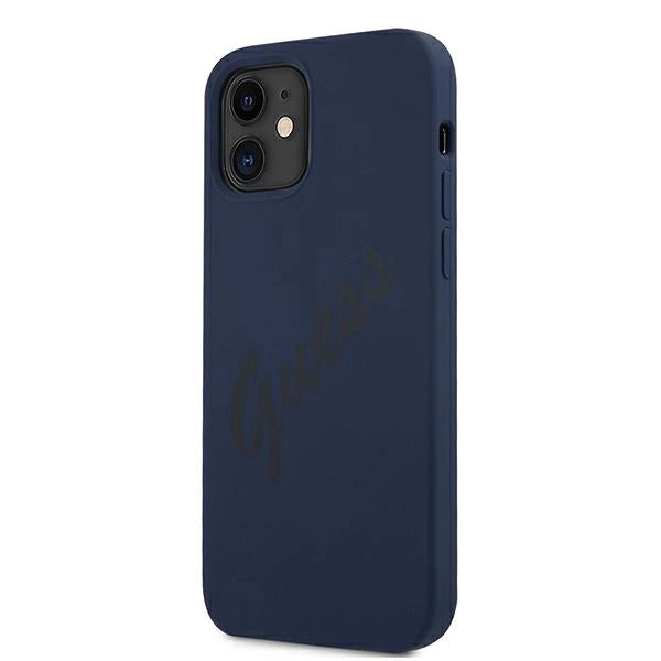 Guess GUHCP12SLSVSBL iPhone 12 mini 5.4" blå/blå hardcase Script Vintage