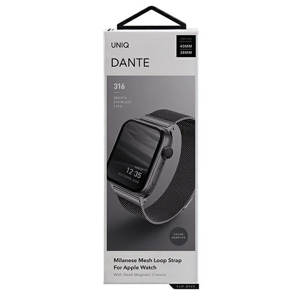 Uniq Dante rustfrit stål rem til Apple Watch 1/2/3/4/5/6/7/8/SE/SE2 38/40/41 mm - grafit