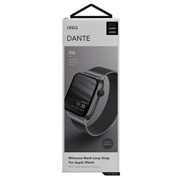 Uniq Dante rustfrit stål rem til Apple Watch 1/2/3/4/5/6/7/8/SE/SE2 42/44/45 mm - grafit