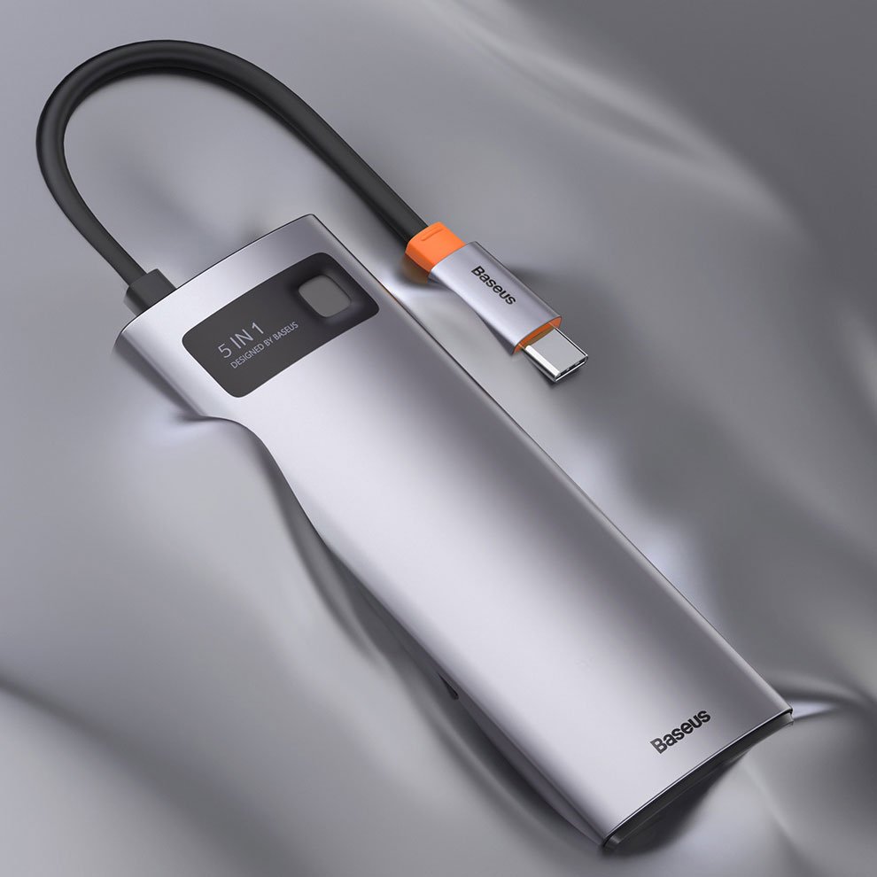 Baseus Metal Gleam Series 5-in-1 Multifunctional HUB USB Type C - USB Type C Power Delivery 100 W / HDMI 4K 30 Hz / 3x USB 3.2 Gen 1 (CAHUB-CX0G)