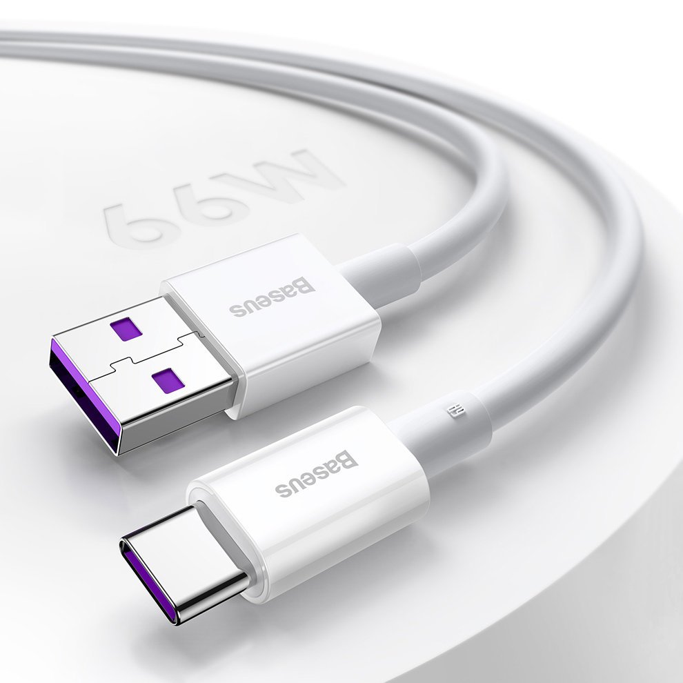 Baseus Superior USB-kabel - USB-type C 66 W 6A 1 m Hvid (CATYS-02)