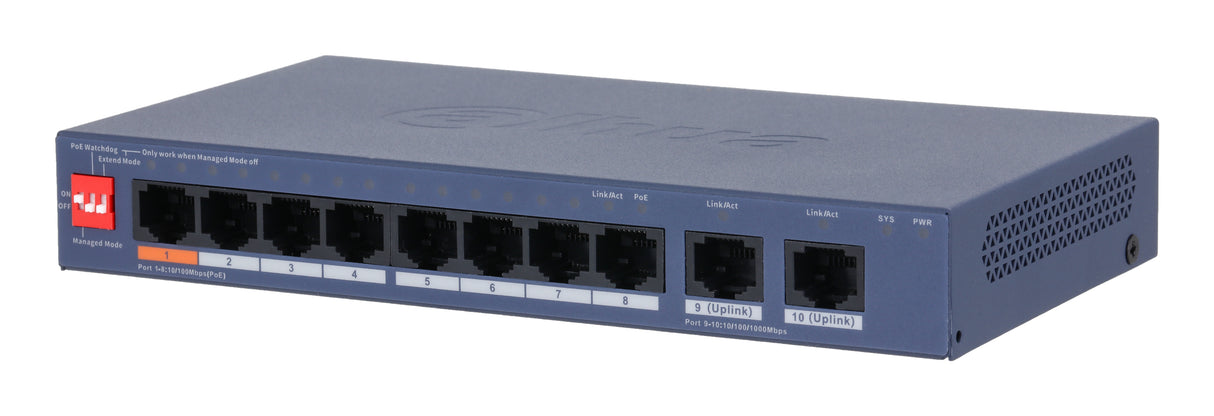 Dahua Technology CS4010-8ET2GT-60 netværksswitch Administreret L2 Gigabit Ethernet (10/100/1000) Strøm over Ethernet (PoE) Blå
