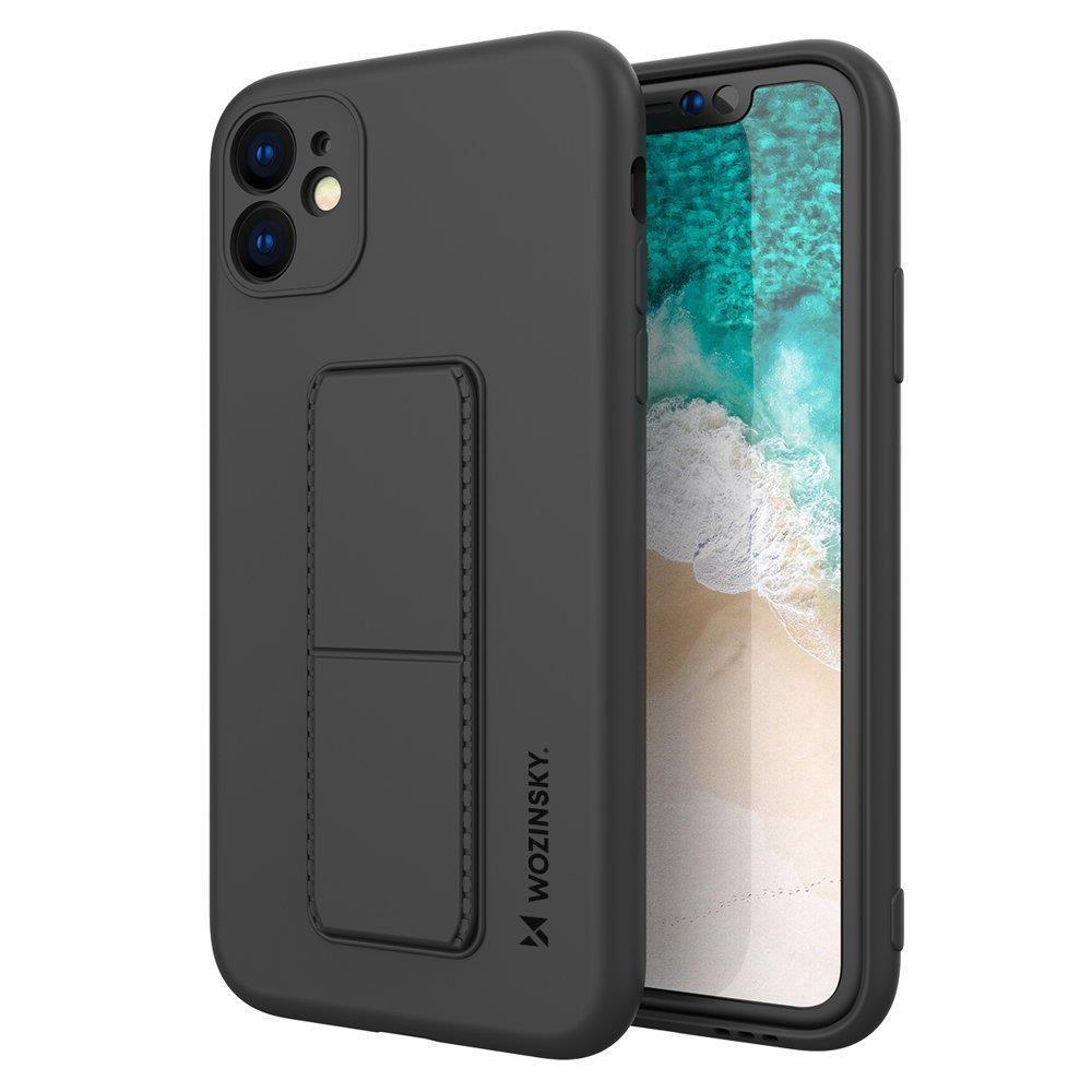 Wozinsky Kickstand Case silikonhylster med stativ iPhone 12 Pro Max sort