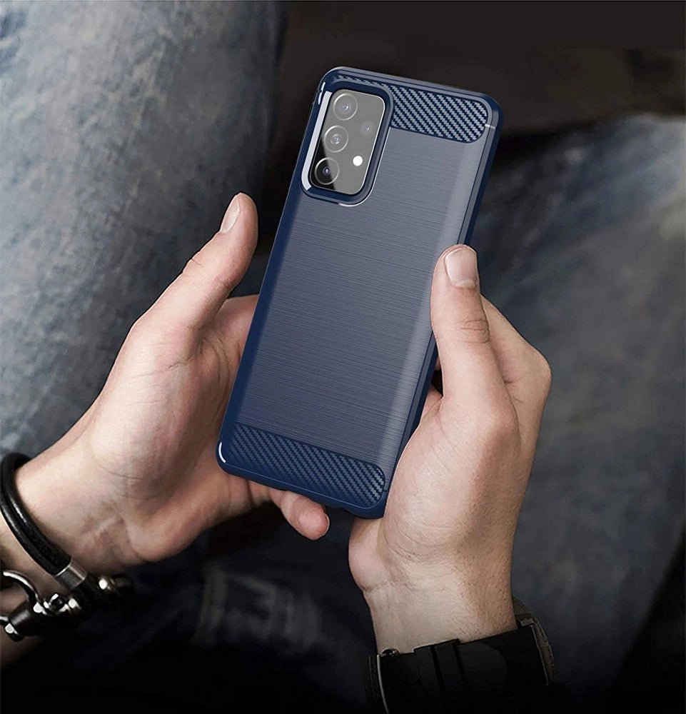 Carbon Case Flexible Cover TPU Case til Samsung Galaxy A72 4G blå