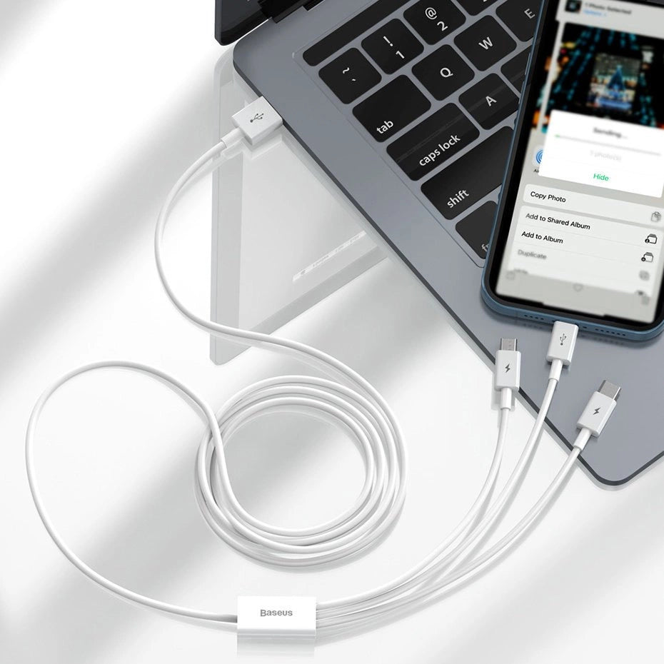 Baseus Superior 3in1 USB-kabel - Lightning / USB Type C / micro USB 3.5 A 1,5 m blå (CAMLTYS-03)