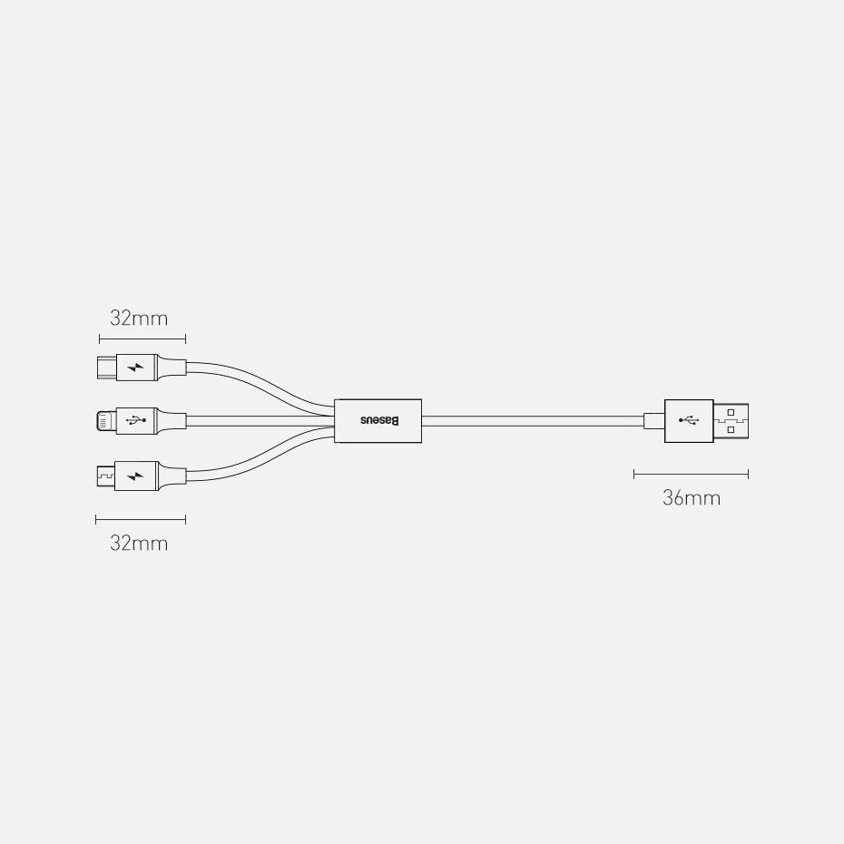 Baseus Superior 3in1 USB-kabel - Lightning / USB Type C / micro USB 3.5 A 1,5 m blå (CAMLTYS-03)