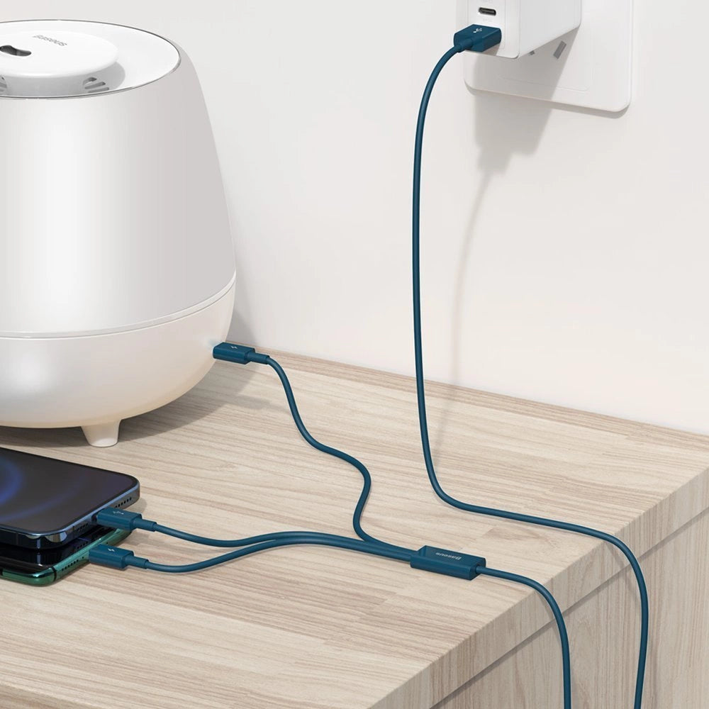 Baseus Superior 3in1 USB-kabel - Lightning / USB Type C / micro USB 3.5 A 1,5 m blå (CAMLTYS-03)