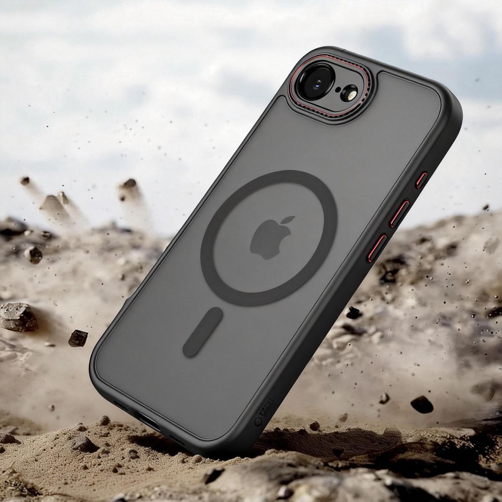 Tech Protect Magcam Magsafe Iphone 16 E / 17 E Mat Sort/Rød