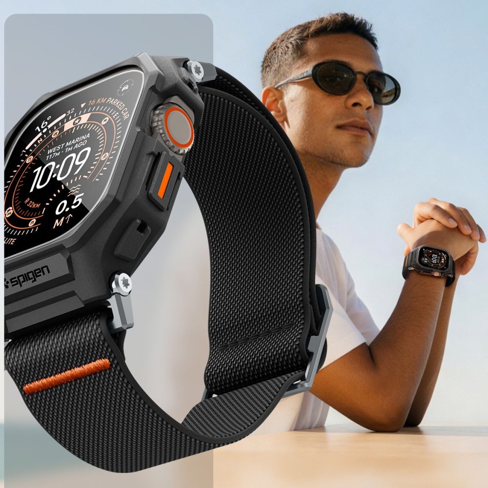 Spigen Lite Fit Pro & Hærdet Glas Til Apple Watch Ultra 1 / 2 / 3 / 4 (49 Mm) Matsort