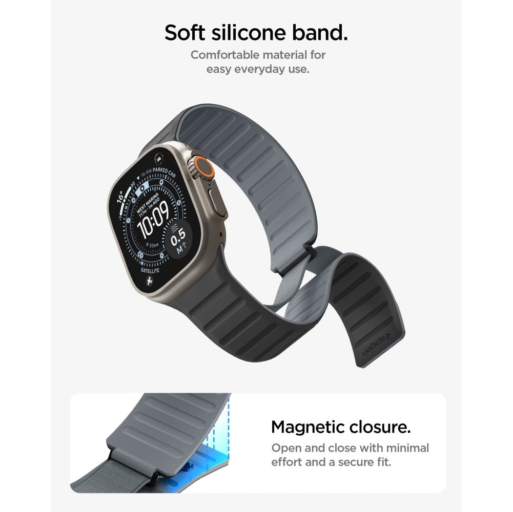 Spigen Athlex Air M Apple Watch 8 / 9 / 10 / 11 / 12 / Se / Ultra (44 / 45 / 46 / 49 Mm) Aktiv Sort/Grå