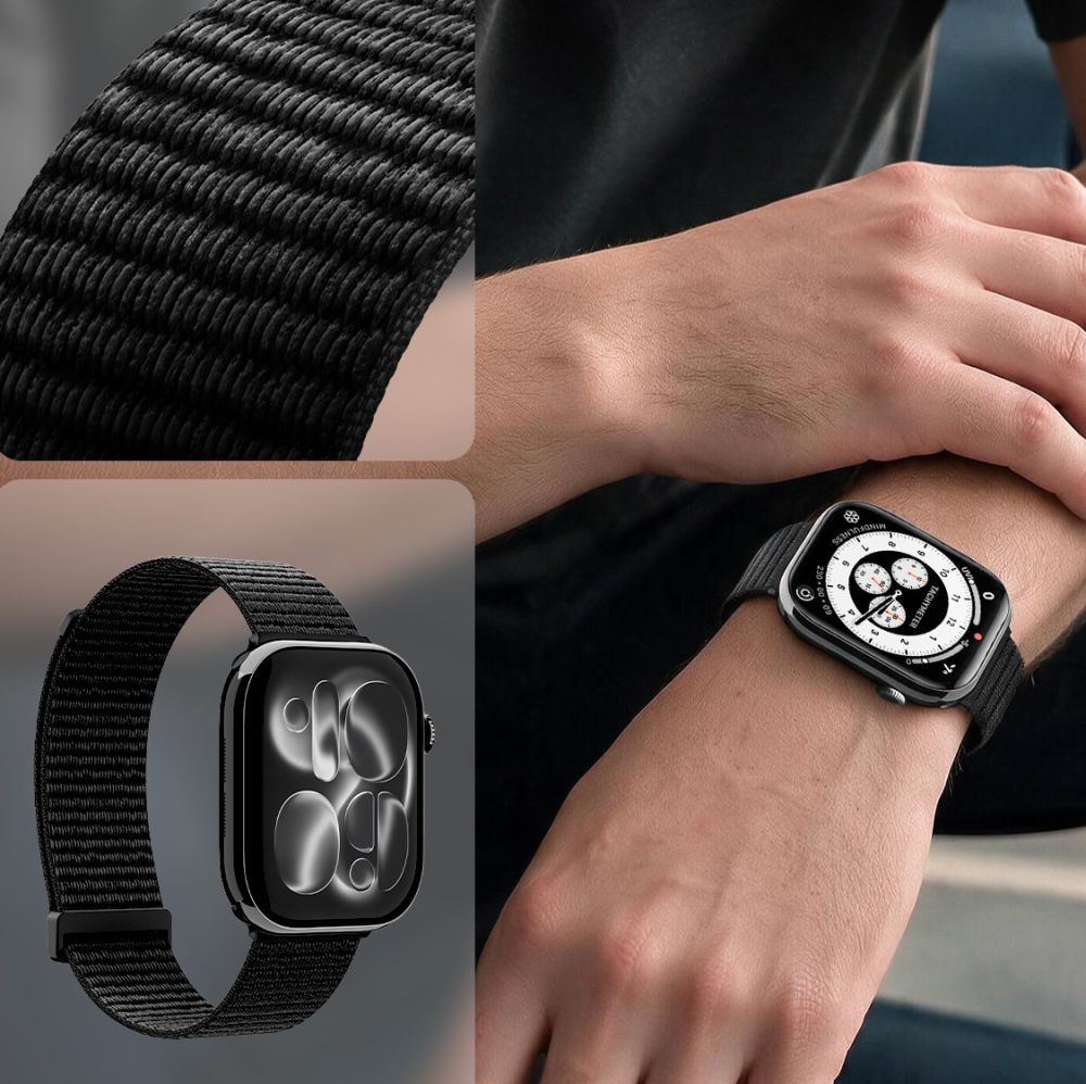 Spigen Wbf01 Remmen Til Apple Watch 8 / 9 / 10 / 11 / 12 / Se / Ultra (44 / 45 / 46 / 49 Mm) Sort