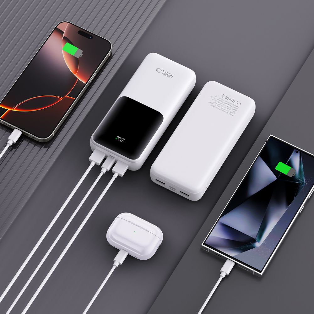 Tech Protect Pb02 Powerbank 20000 Mah 22,5 W Hvid